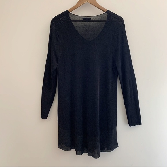 Eileen Fisher Rayon Metallic Knit Dress - Picture 1 of 8